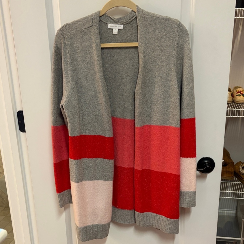 Charter Club Multicolor Open Front Cardigan